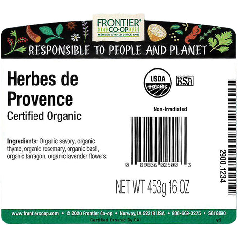 16 Frontier Herbes De Provence Certified Organic, Ounce Bag