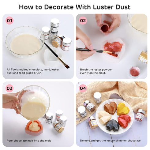 Nomeca Edible Luster Dust, 8 Grams Food Grade Shimmer Gold Cake Dust for Cake Decorating, Baking, Fondant, Chocolate