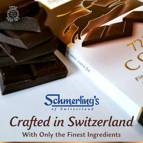 72% 3.5oz (Pack 5) Schmerling's Dark Swiss Chocolate - Cocoa - All Natural Chocolate - Vegan - Gluten Free - Paleo