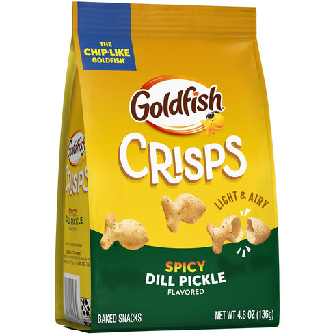 4.8 Oz Goldfish Crisps Spicy Dill Pickle Baked Chip Crackers, Bag