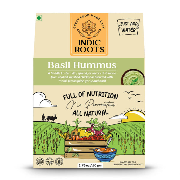 Organic Roots Indic Roots Basil Hummus Fresh Herbs, Classic Flavor Just Add Water, Instant