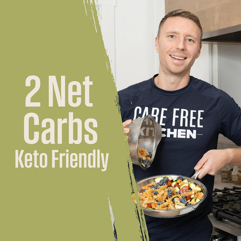 3-Pack (8 oz. 20g 2g 26g Care Free Kitchen Rotini Keto Pasta Noodles Variety Bags) Plain, Sundried Tomato, Roasted