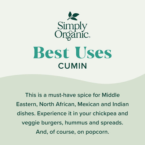 2.31 Simply Organic Ground Cumin Seed, Ounce Glass Jar, Rich, Warm, Complex Earthy Spice Flavor, Certified Organic