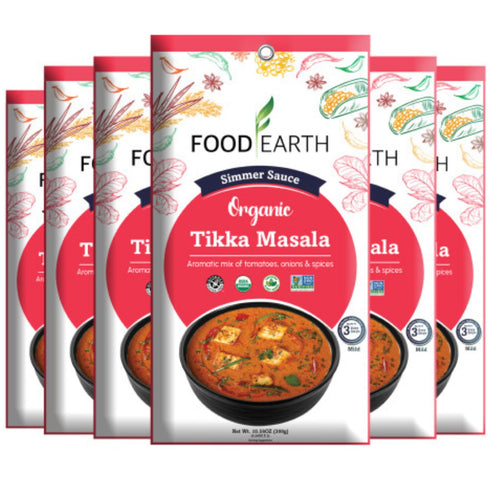 Food Earth Indian Simmer Sauce Tikka Masala Organic, Vegan, Gluten-Free, GMO-Free Microwavable