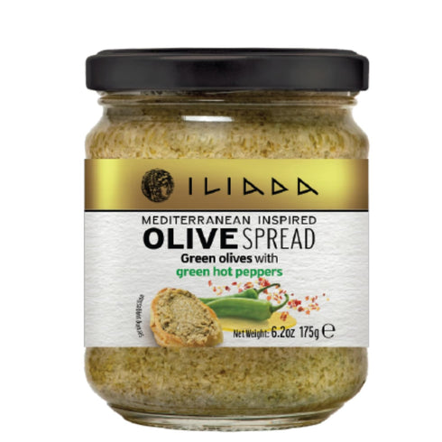ILIADA Green Olive Spread with Green Hot Peppers | Authentic Greek Tapenade