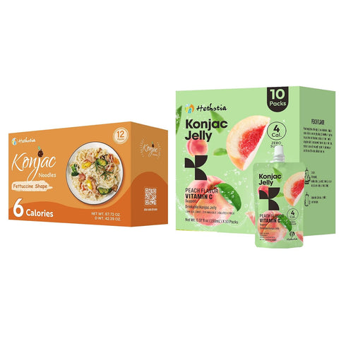 Hethstia Konjac Jelly Peach Flavor Vitamin C 10 Packs and Konjac Fettuccine