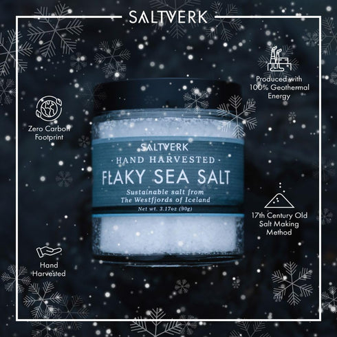 3.17 Oz Saltverk Sea Salt - Gourmet, Icelandic, Hand Harvested and Sustainably Made - Flaky