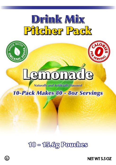 GramZero Lemonade, Sugar Free Drink Mix, Pitcher Pack, Zero Calorie, Stevia Sweetened, Great for Nutrition Club Loaded