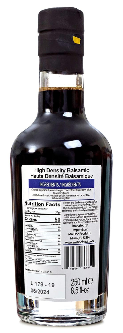 250ml /8.45 fl.oz.| QO Gourmet Flavored Aged Balsamic Vinegar of Modena | High Density BLUEBERRY Infused Thick Gourmet