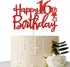 Red Glitter Happy 16th Birthday Cake Topper, Sixteen Sign Cake Topper, Cheers to 16 Years Party Supplies