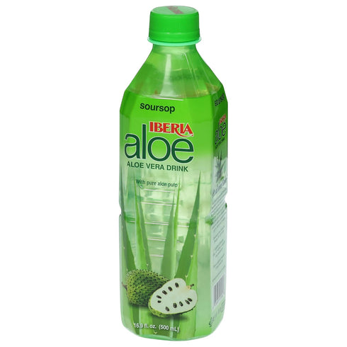 16.9 Oz (Pack 24) Iberia Aloe Vera Drink With Pure Aloe Pulp, Soursop, Fl