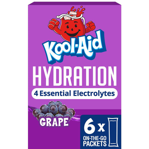 Kool-Aid Hydration Electrolyte Powder Drink Mix, 6 On-the-Go-Packets, for Easy and Flavorful