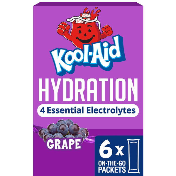 Kool-Aid Hydration Electrolyte Powder Drink Mix, 6 On-the-Go-Packets, for Easy and Flavorful