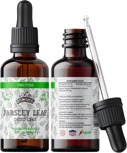 "Parsley Leaf Tincture Alcohol-Free Extract - Organic Dried Leaf in Cold-Pressed Vegetable Glycerin, 2 Oz"