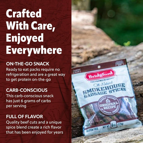 5 oz Pack 4 Summer Bridgford Smokehouse Sausage Sticks Teriyaki of - Made with Beef and Pork - Gluten Free High Protein