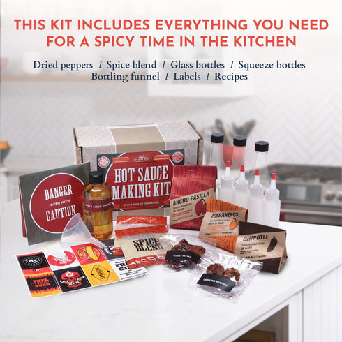 (29 Set) DIY Gift Kits - Hot Sauce Making Kit Everything Included - Unique Cooking Gifts For Men - Gifts For Husband