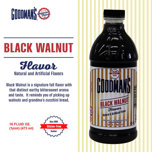 1 Goodman's Artificial Flavor (Black Walnut) - Gluten-Free, Non-GMO, Kosher, Low Carb & Calorie, No Sugar - for Those
