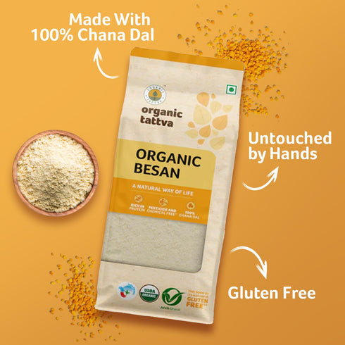 500g Organic Tattva Gram Flour Besan, ChickPea Flour, Certified By USDA Organic