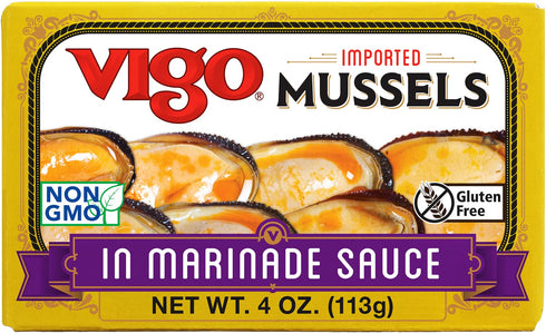 Vigo Premium Imported Canned Seafood, Mussels in Marinade Sauce, Specialty Flavored, Perfect