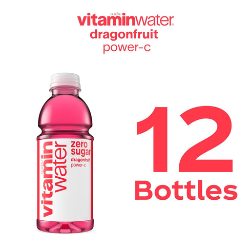 20 oz (Pack 12) vitaminwater zero sugar power-c, electrolyte enhanced water w/vitamins, dragonfruit drinks, fl