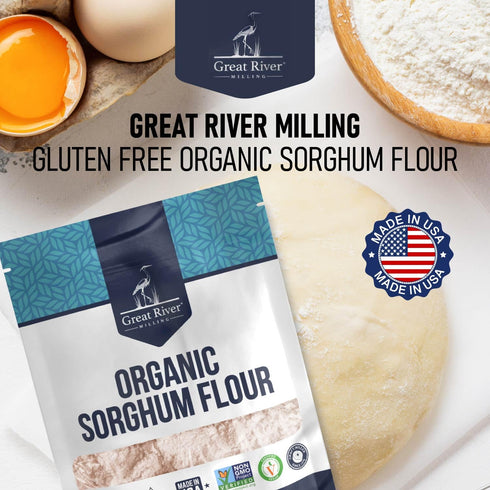 5 Lb Great River Milling Organic Sorghum Flour | Gluten Free Whole Grain Flour | USDA Organic, Non-GMO, Kosher, Vegan