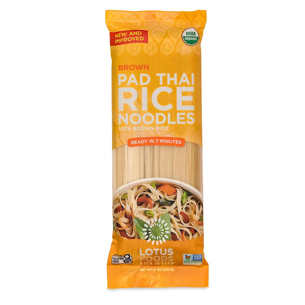 Lotus Foods Organic Brown Rice Pad Thai Noodles - Asian Style Noodles for Stir Fry, Gluten Free, Vegan, Whole Grain,