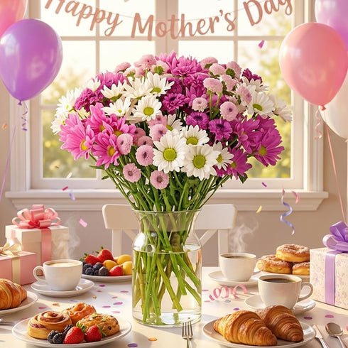 (16 Benchmark Bouquets - Purple Daisies - Fresh Flowers for Delivery - Mothers Day Flowers for Mom - Mothers Day Gifts
