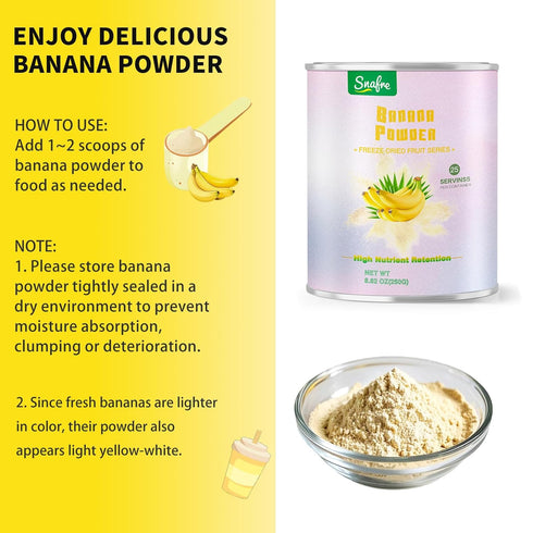 8.82OZ Banana Powder, Freeze Dried Banana Powder, Freeze Dried Fruit, No Added or Sugar, Suitable for Baking, Oatmeal