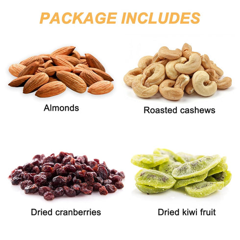 KWOLYKIM Fruit Basket with Mixed Nuts and Dried Fruit - Gourmet Food Gift Box for Men & Women - Assorted Almonds