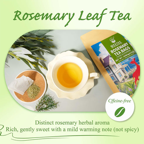 100 Count,100% WT WEETEE Rosemary Leaf Tea Bags Caffeine-Free Herbal Tea Made from Pure Rosemary Leaves, Supports