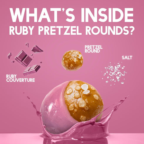 30oz Squirrel Brand Ruby Cacao Pretzel Rounds, Resealable Jar, Sweet & Salty Crunchy Snack, Gourmet Ruby Couverture
