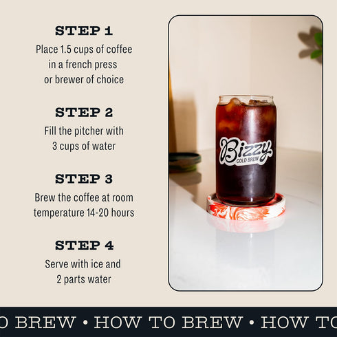 100% 1 LB Bizzy Cold Brew Coffee | Decaf Blend | Water Process | Coarse Ground Coffee | Micro Sifted | Specialty Grade
