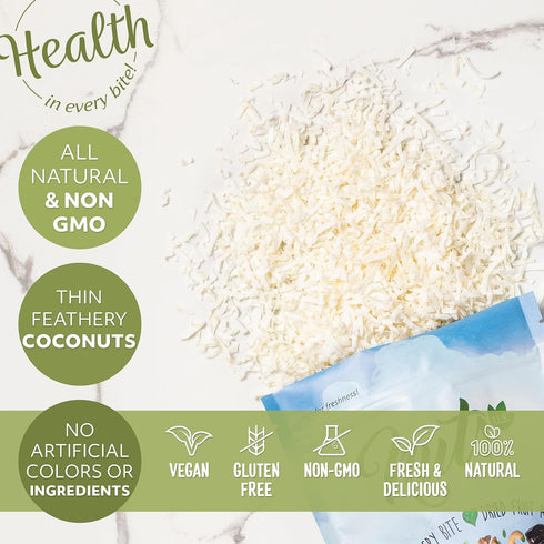 (2 LBS) NUTS U.S. Unsweetened Shredded Coconut Flakes | Thin & Feathery Flakes of Coconuts | Mild, Fresh