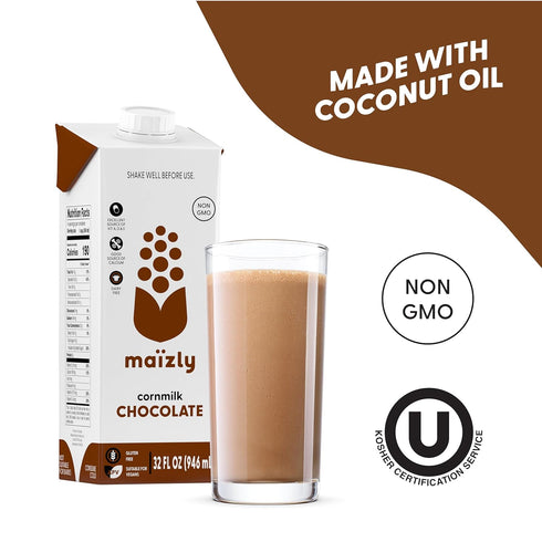 946 ml Maizly Chocolate Corn Milk, Non-GMO, Plant-Based & Non-Dairy Chocolate Flavored Drink, Gluten & Dairy-Free