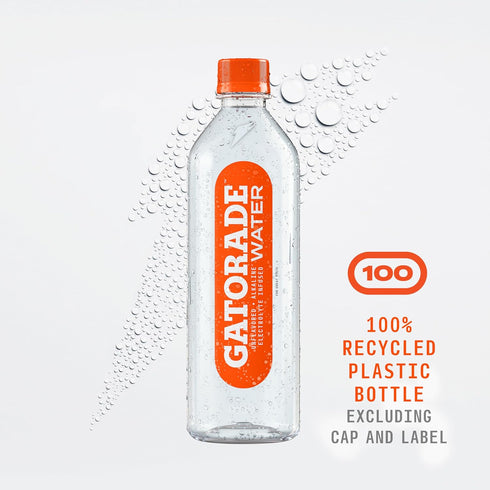 7.5 20 Oz (Pack 12) Gatorade Water, Unflavored, Electrolyte infused for great taste, Alkaline PH or higher, Fl