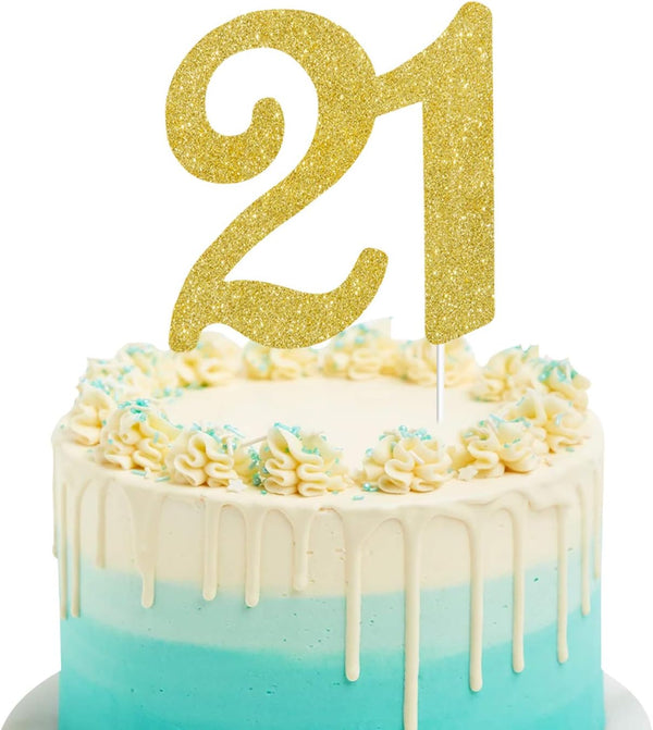 Number 21 Cake Topper - Happy 21th Birthday or Anniversary Party Decoration Supplies