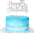 Silver Glitter Happy 75th Birthday Cake Topper - 75th Birthday Party Decoration, 75th Birthday Cake Topper