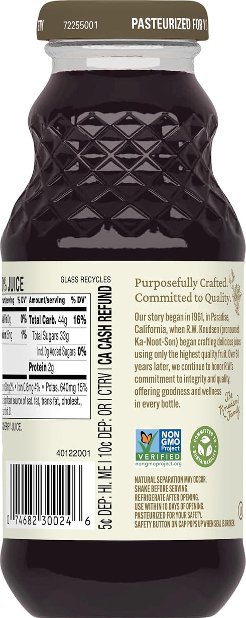 8 oz (12 Pack) R.W. Knudsen Just Black Cherry Juice, fl