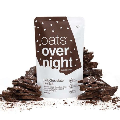 10g (2.2 oz (8 Pack) Oats Overnight - Dark Chocolate Sea Salt - Vegan, Protein, High Fiber Breakfast Shake - Gluten
