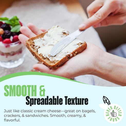 50 1oz Dairy Free Vegan Cream Cheese Spread Plant-Based, Lactose Free, Allergen-Free, Non-Dairy Cheese Smooth