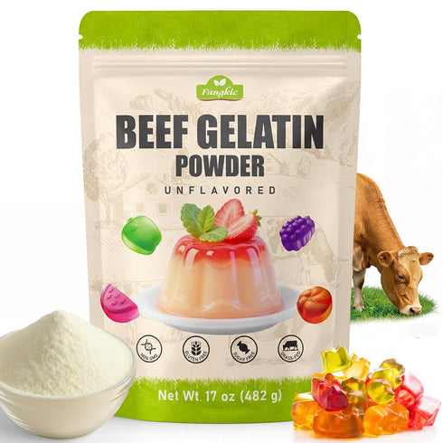 Beef Gelatin Powder Unflavored, 17 oz/482 g Grass Fed Gelatin Powder, Premium