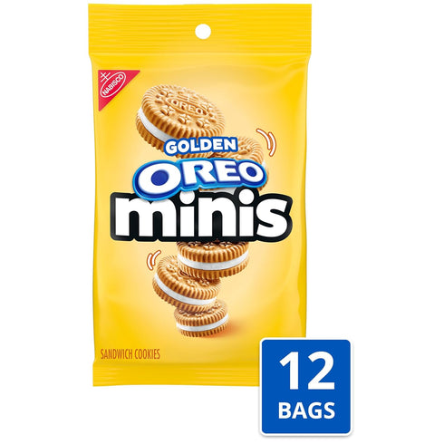 12 3 oz OREO Minis Golden Sandwich Cookies, - Bags