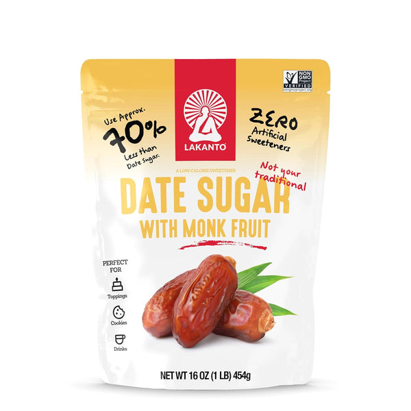 Lakanto Date Sugar with Monk Fruit Sweetener - Reduced Sugar for Coffee,