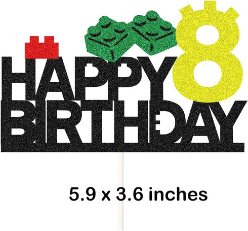 Building Block Birthday Party Supplies, Building Block Cake Topper Decorations for Building Block Party Supplies Decor (8)