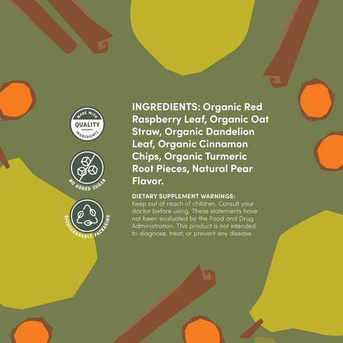 OAT MAMA Flavored Postpartum Recovery Tea - Delicious Spiced Pear & Cinnamon Flavor | Calming & Healing Tea for Hormone
