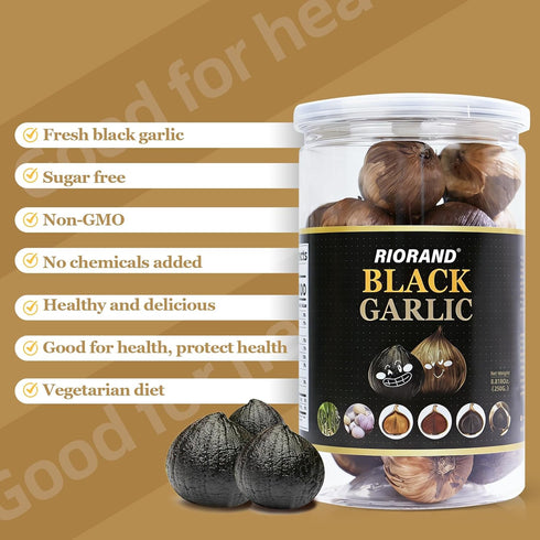 90 (8.82 Oz/250g) RioRand Black Garlic Whole Black Garlic Fermented for Days Non-Additives Ready to Eat for Snack