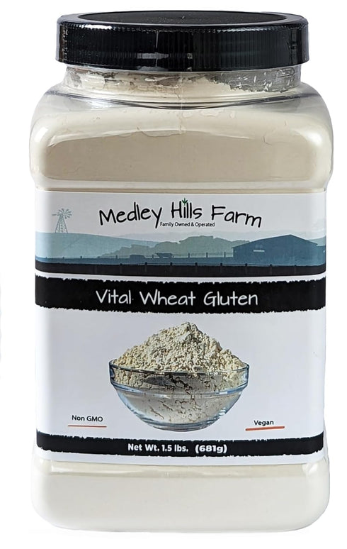 Vital Wheat Gluten By Medley Hills Farm 1.5 lbs. in Reusable Container