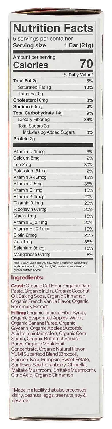 3.7 Yumi, Bars Toddler Apple Cinnamon Squash Organic, Ounce