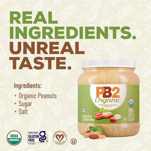 PB2 24oz Organic Powdered Peanut Butter | USDA Organic Certified, Non-GMO Project Verified, Gluten-Free Peanut Butter