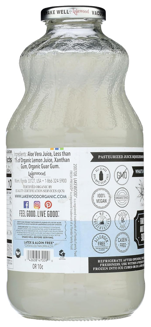 32 Oz Lakewood, Organic Aloe Vera Gel Juice